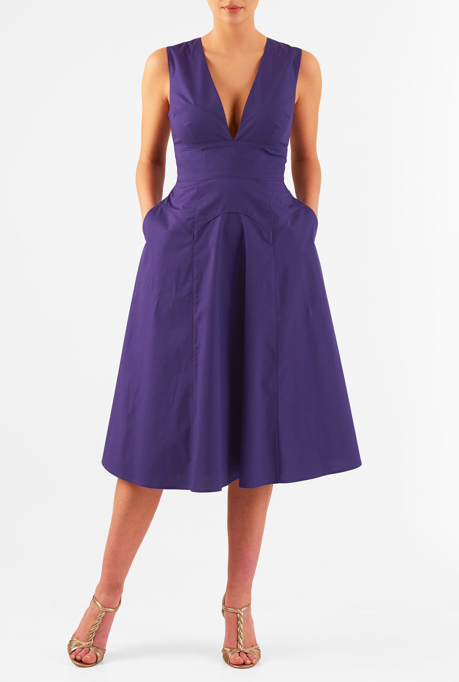 Purple Calf Length Dress