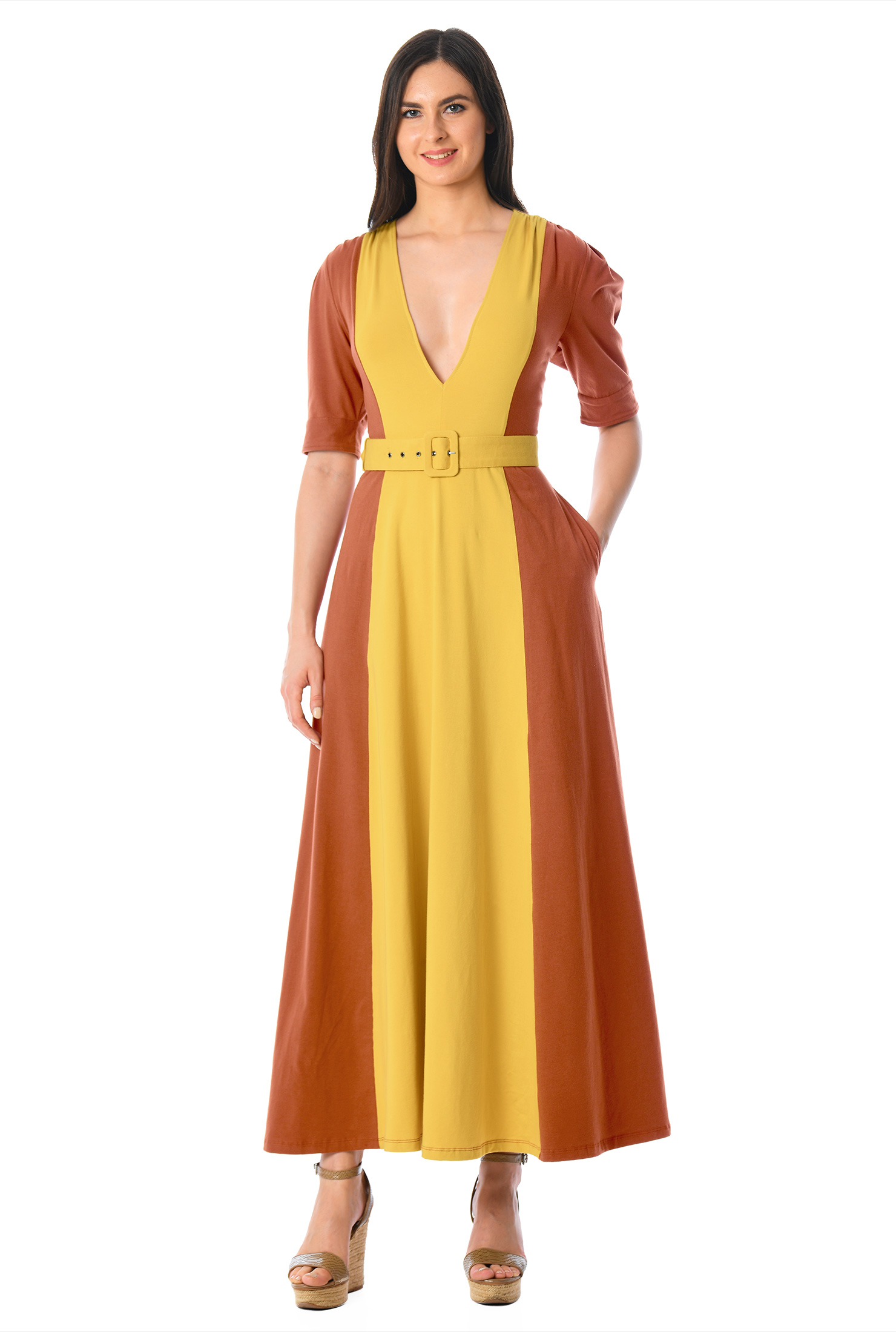 Yellow Colorblock Dress
