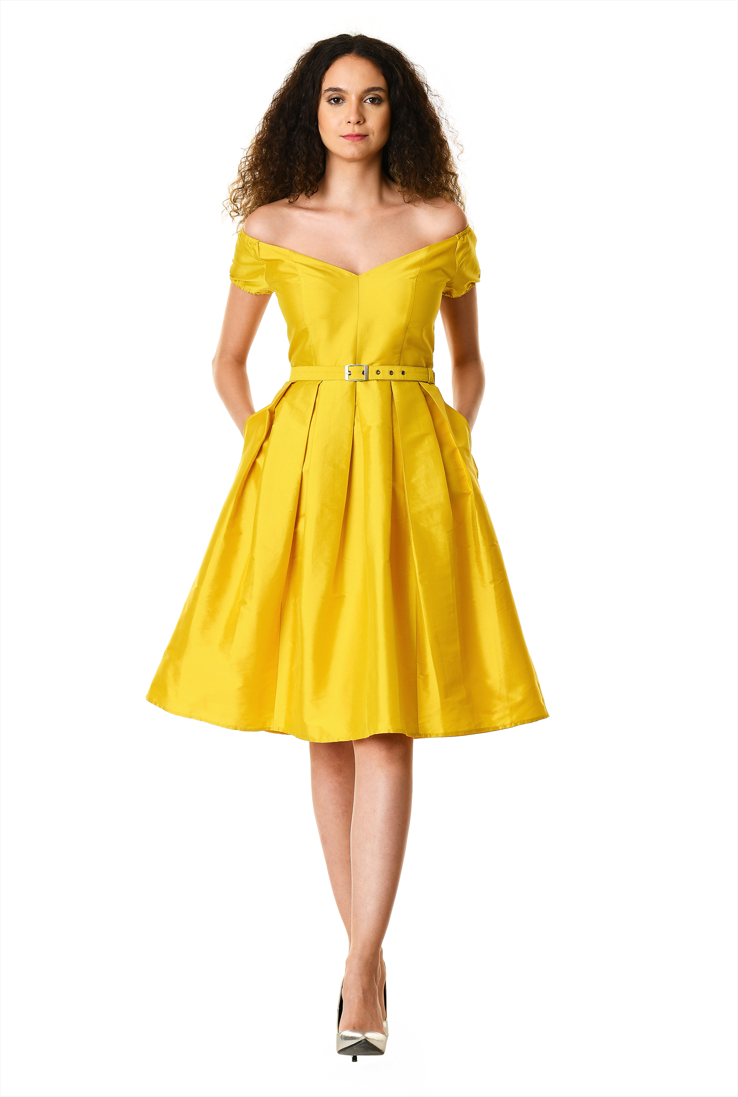 Off the Shoulder Taffeta Dress