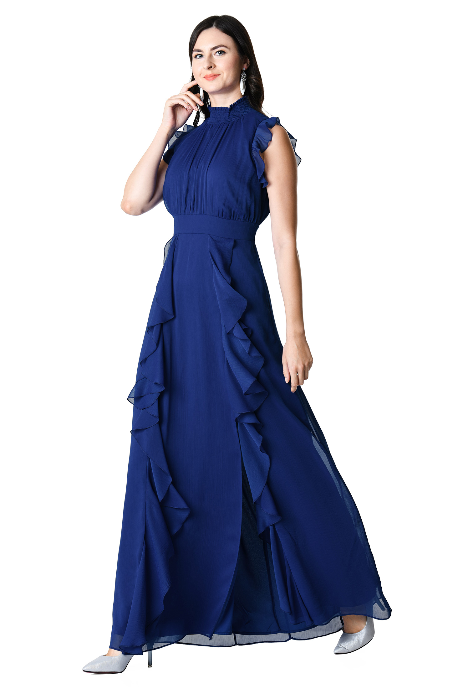 Royal Blue Flutter Sleeve Dress