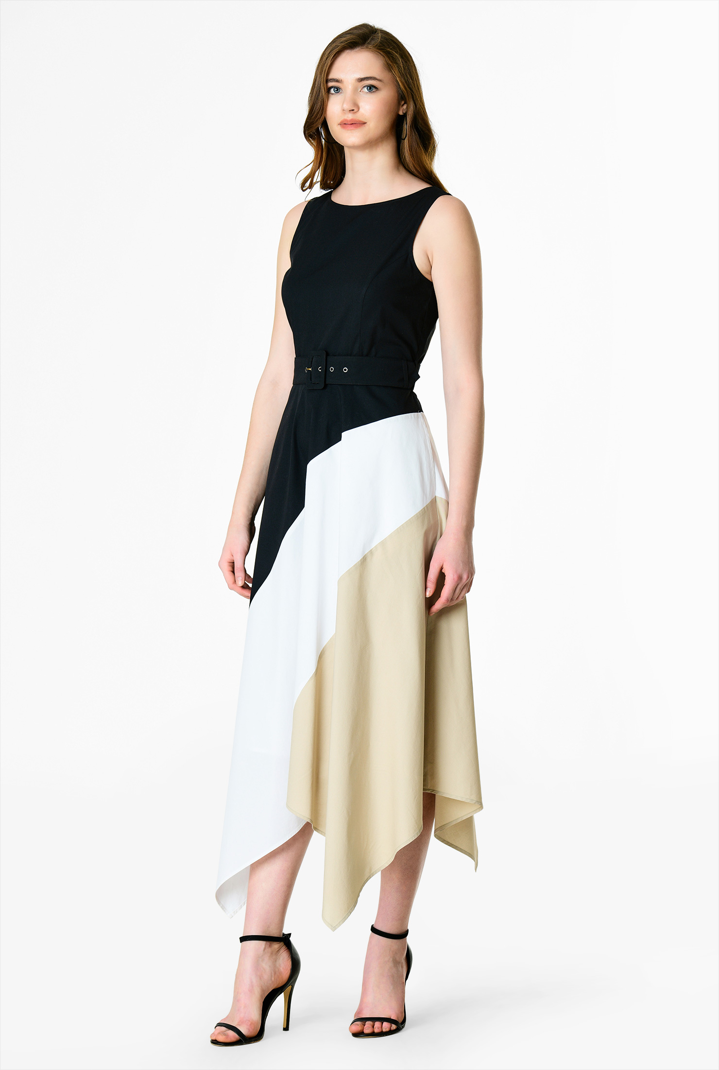 Colorblocked Handkerchief Hem Dress
